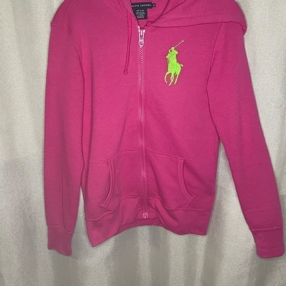 Vintage RALPH LAUREN Zip Up Hoodie Bright Pink Med​​​​​​​​​​​​​​​​​​​​​​​​​ - Picture 8 of 12